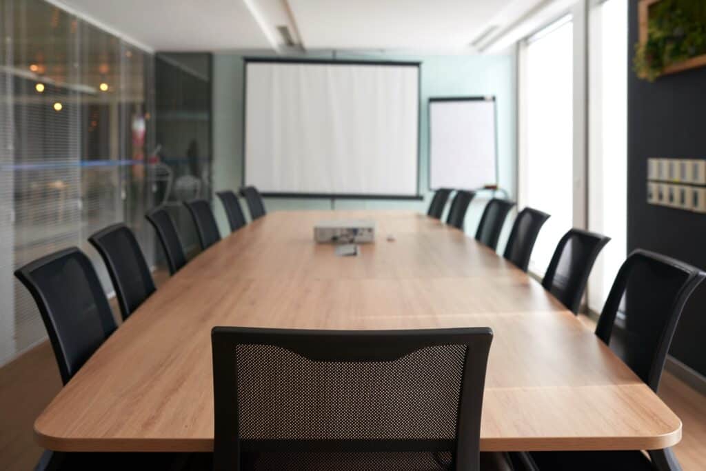 An empty meeting room in the new office